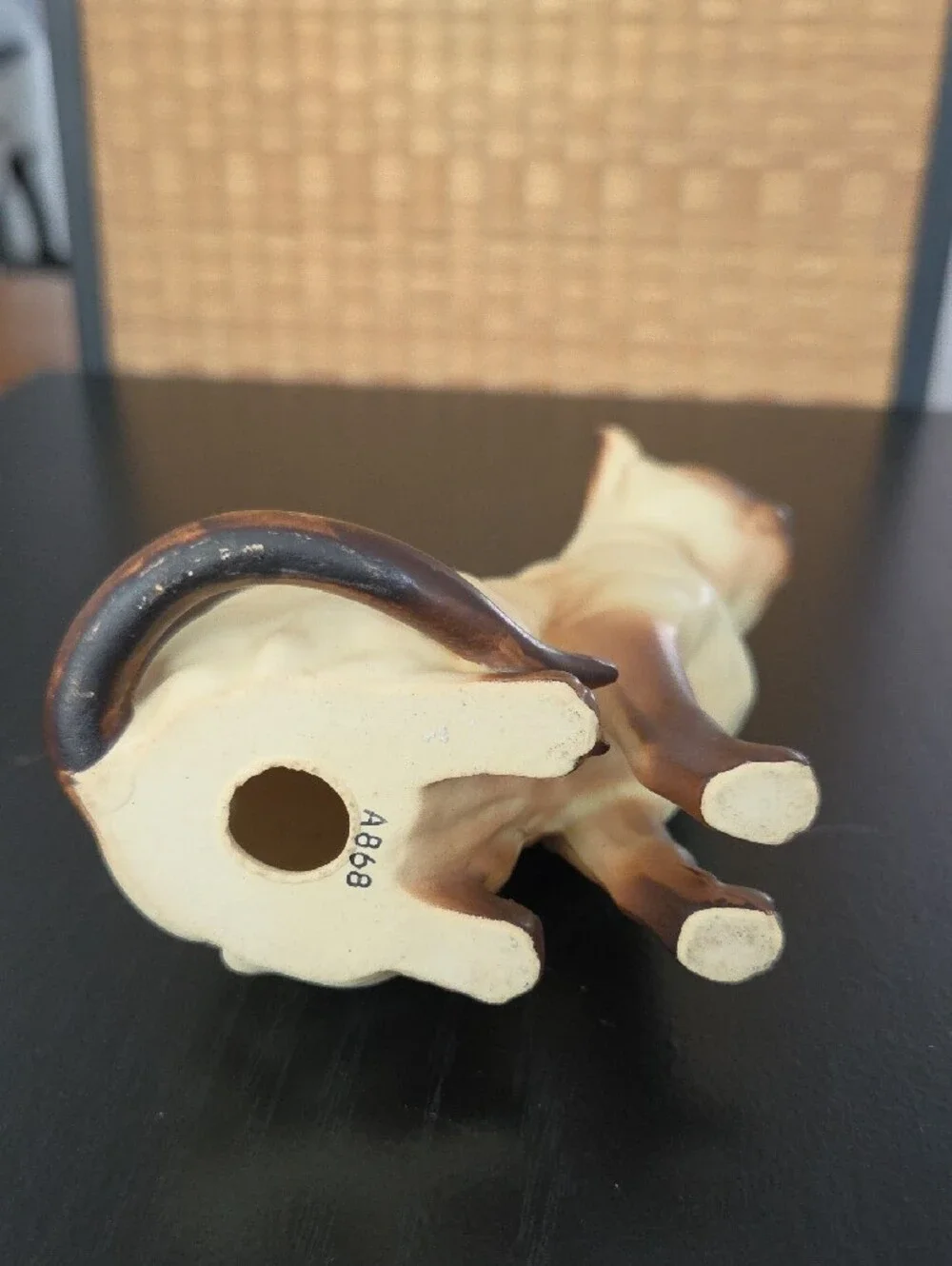 Vintage Cream and Brown Decorative Ceramic Siamese Cat Figurine - Pet Decor